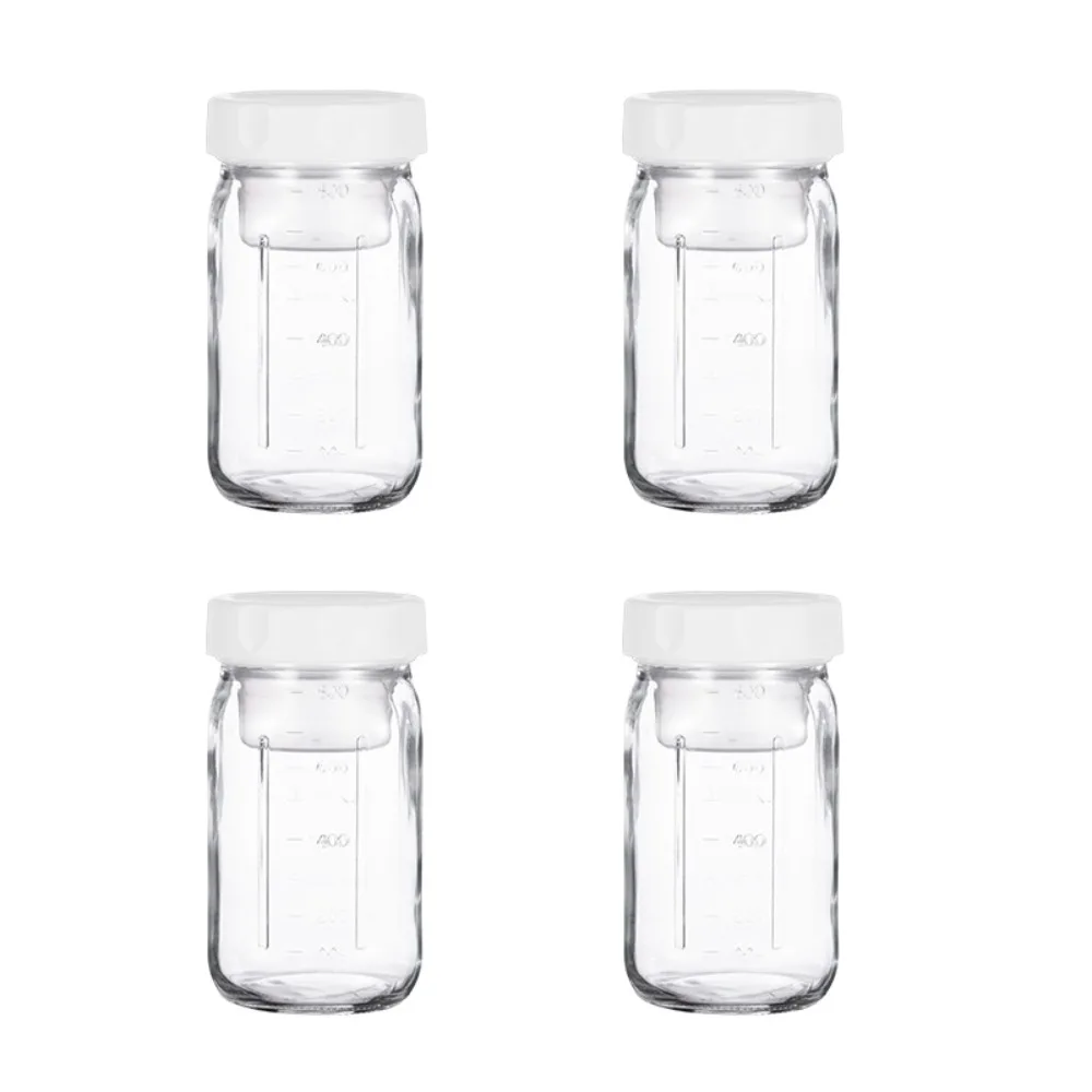 

4 Pack 32 Oz Glass Salad Jars with Scale Marking Built-in Sauce Cup Oatmeal Cup Leak-proof Wet and Dry Separation