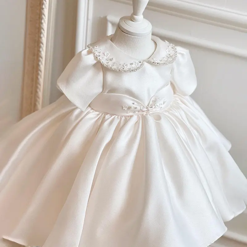 Children Cute Bow Design Host Piano Performance PrincessBall Gown Girls Fashion Birthday Party Dress g542