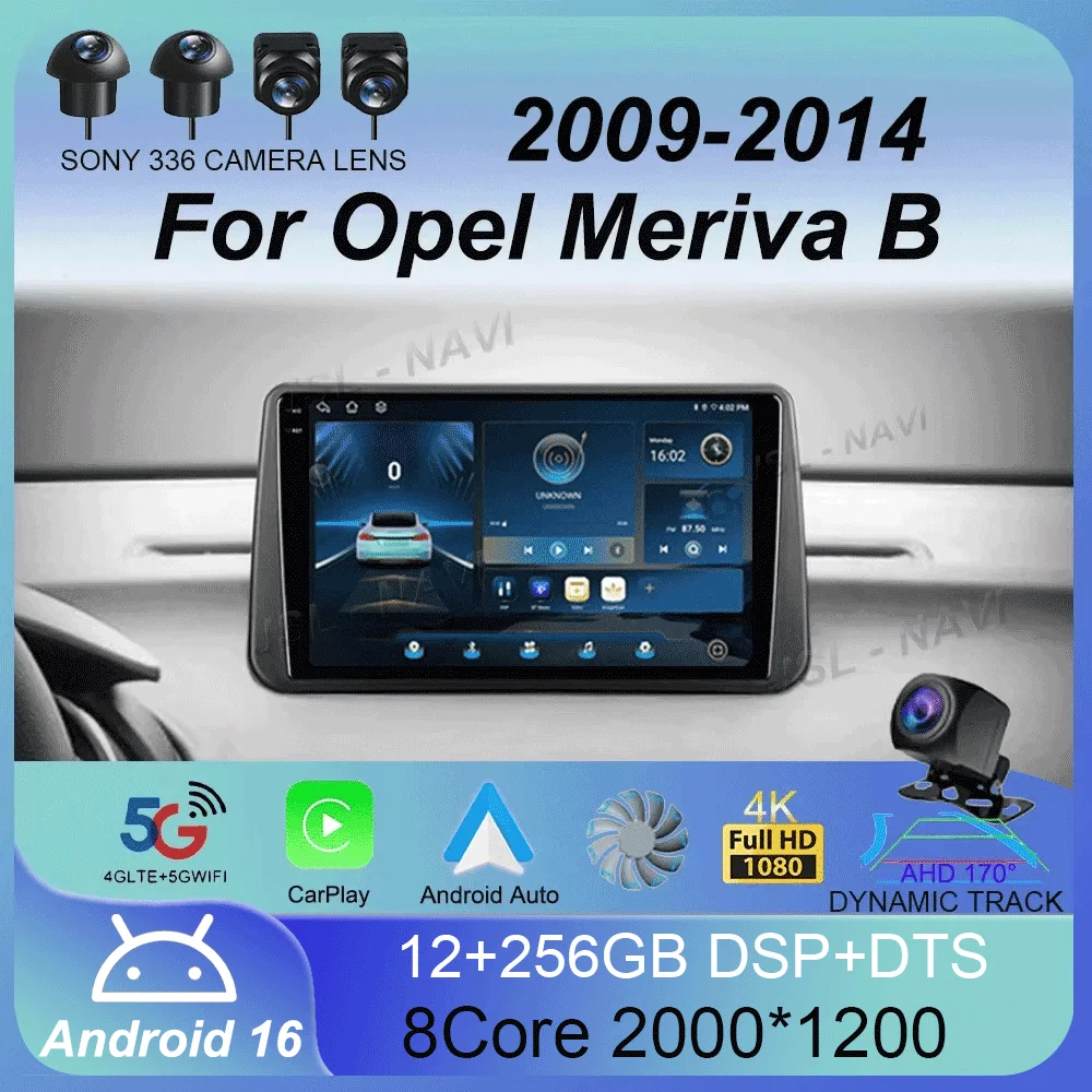 

Android 16 Carplay For Opel Meriva B 2009 - 2014 Car Radio Multimedia Navigation Stereo GPS Monitor Screen TV Video Player Auto