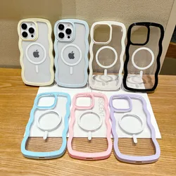 Candy Color Wavy For MagSafe Case For iPhone 17 Air 16 15 11 13 12 14 Pro Max Cases Magnetic Wireless Charge Shockproof Cover