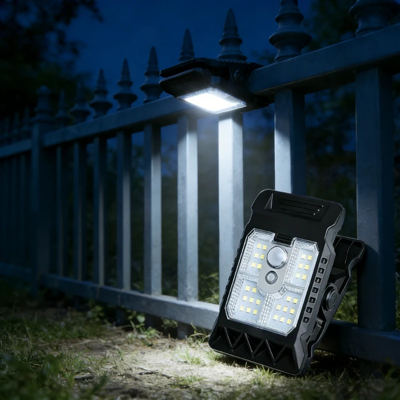 Clip on Solar Lights Outdoor Waterproof LEDs Motion Sensor Lights 3 Modes 3 Mounting Ways Solar Security Lighting for Fence