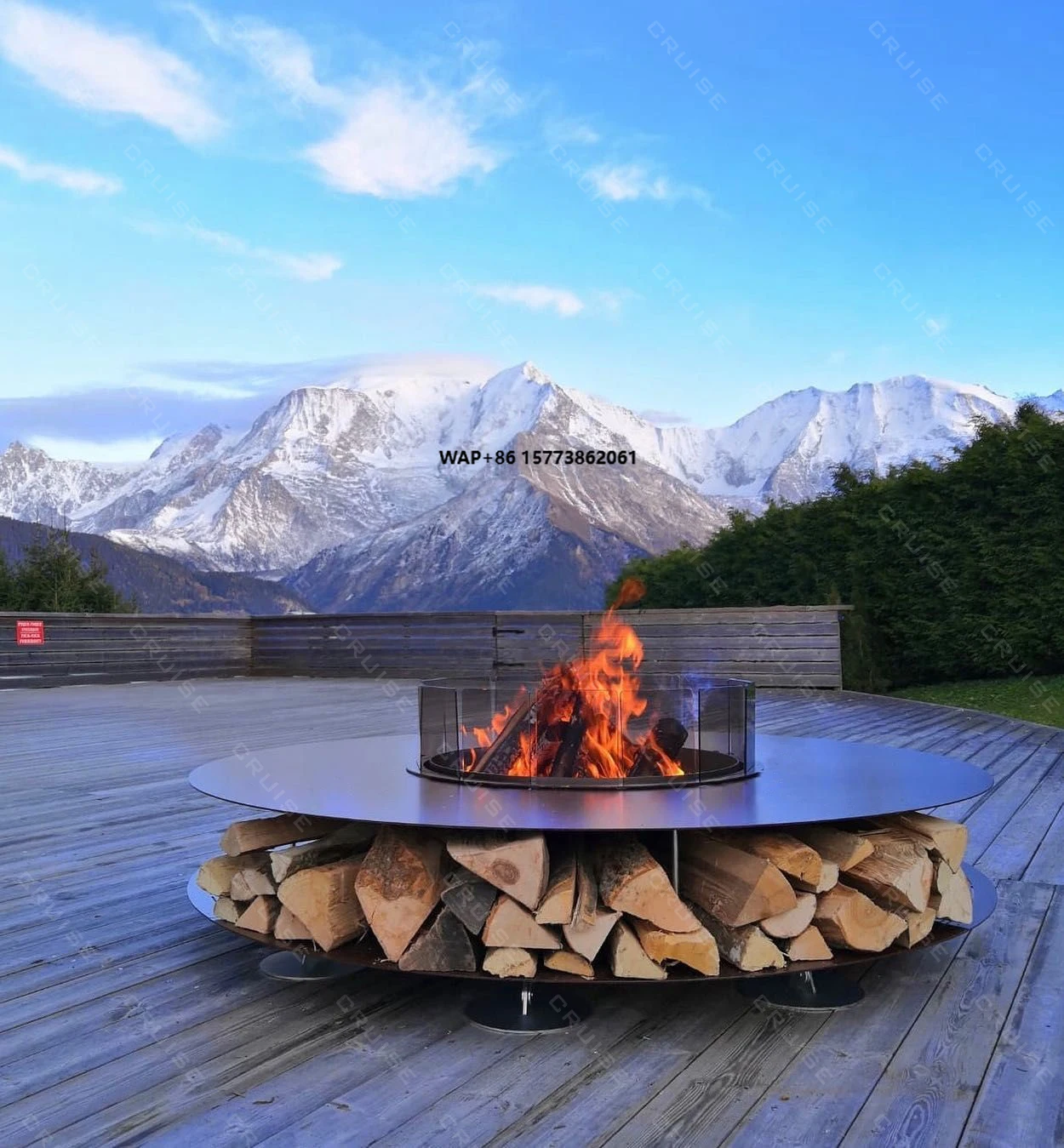 Modern Fire Pit Outdoor Heating Barbecue Heater Windproof Gas Round Stove Fire Pit Table