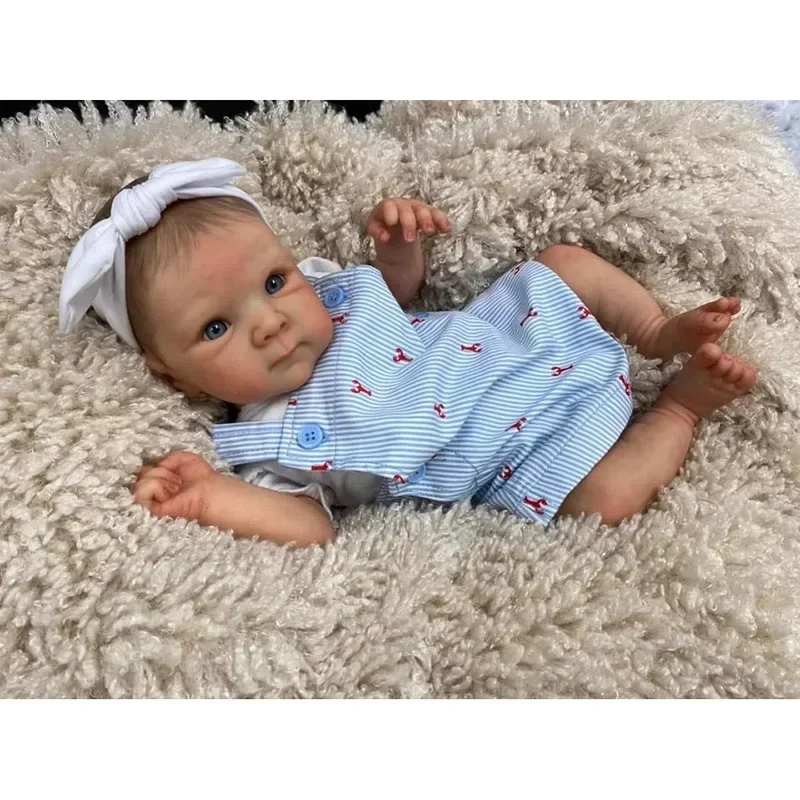 45 cm Bettie lebensechte Ganzkörper-Mädchen-Reborn-Baby-Neugeborenes, kuscheliges Baby, mehrere Schichten, Malerei, 3D-Haut mit handgezeichnetem Haar