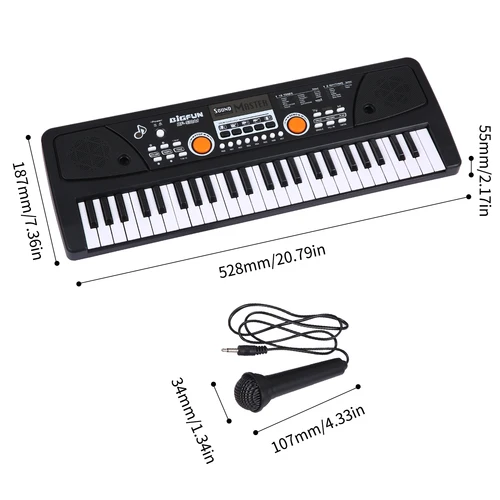 Imagen 2 del producto BIGFUN 37 teclas/49 teclas USB teclado de órgano electrónico Piano música digital teclado electrónico con micrófono negro