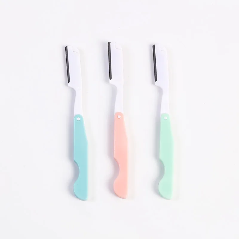 Women Eyebrow Facial Razor Foldable Stainless Steel Shaper Replaceable Blade Lightweight Resin Handle for Brows Shaping