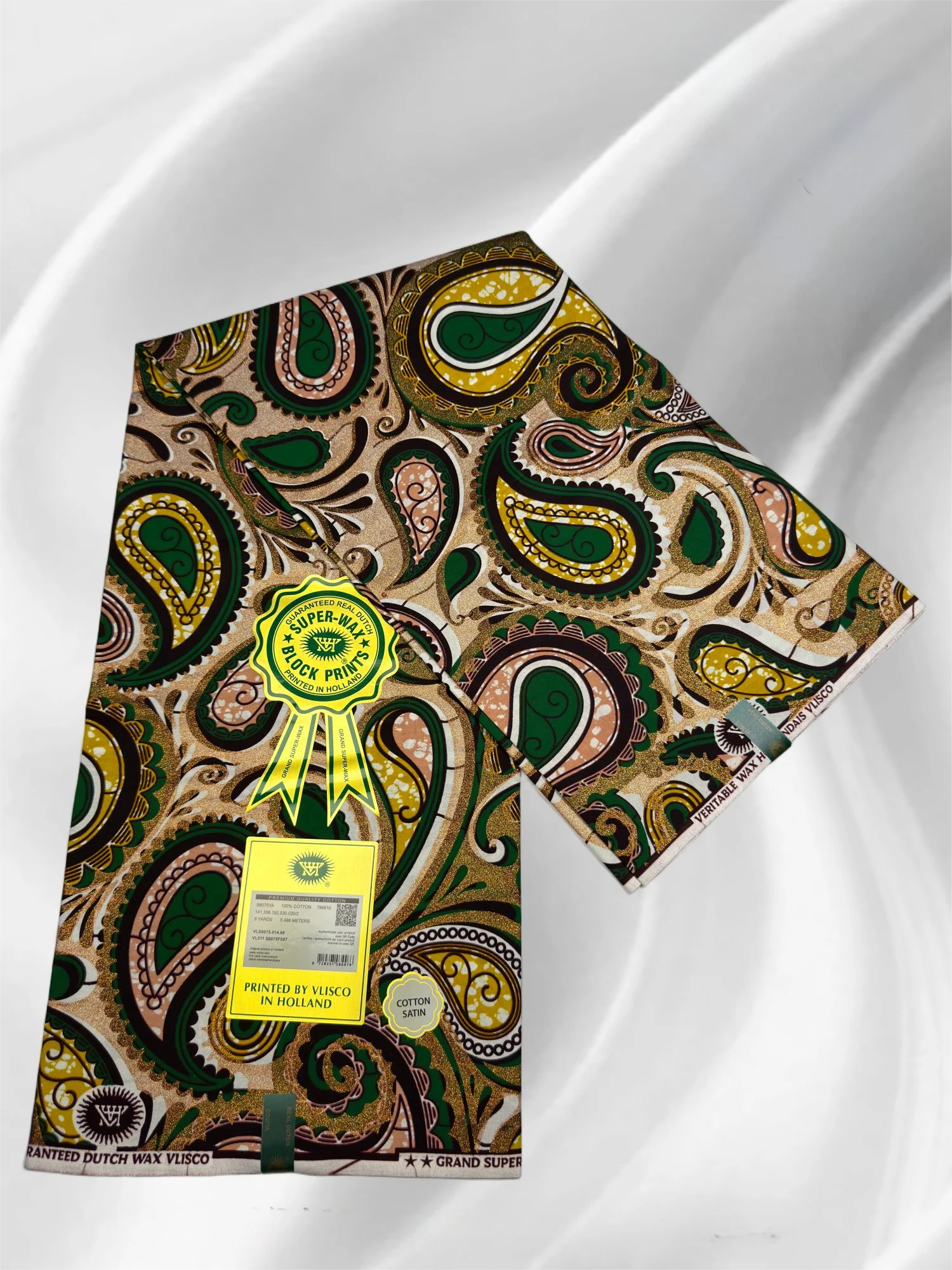 

Africa Real Nigerian Loincloth Batik Wedding Party Material 6 Yard 2025 New Arrival Gold Wax Veritable Shinning Print Wax Fabri