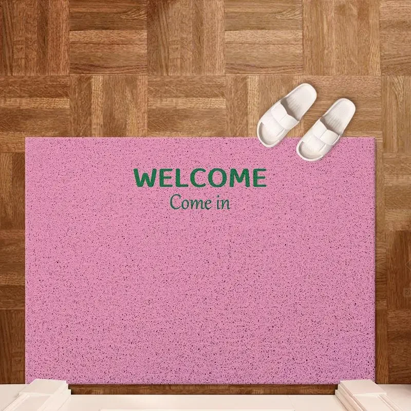 Welcome Text Pattern Wire Loop Mat Wear-Resistant Easy to Clean Non-Slip Entrance Doormat for Home Decor