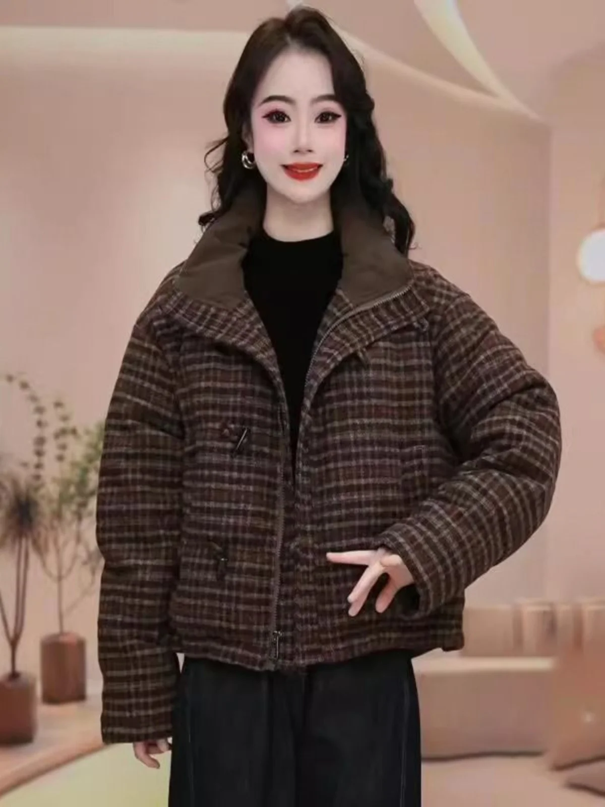 

Faionable Casual Women's down Cotton Jaet Small Size Design Winter Outerwear Versatile Sli Commute Korean Sle