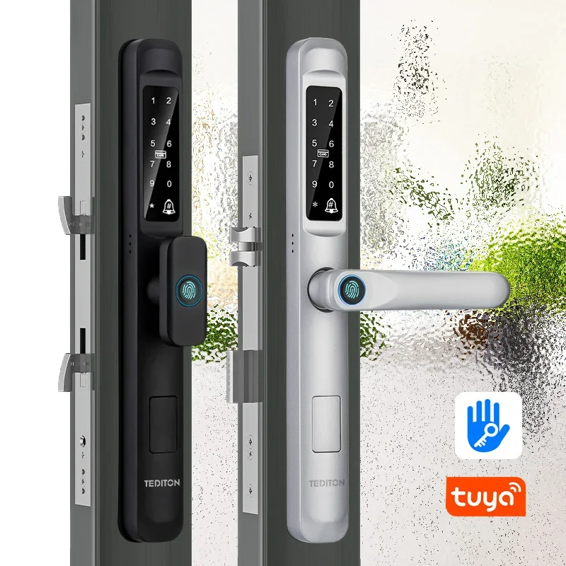 

Tediton Waterproof 92 mortise Zinc Alloy Tuya Wifi Inteligente Lock Fingerprint Aluminium Door Lock