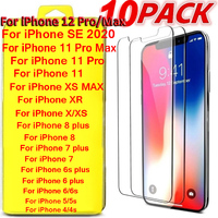 Tempered Glass Screen Protectors for Iphone 12 X XS 11 Pro Max XR 6 7 8 Plus IPhone SE 2020 Screen Cover Front Film 1/10 Pcs