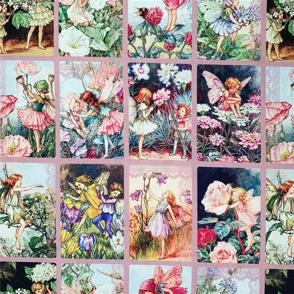 Romantic rose vintage flower fairy cotton fabric for Sewing Quilting Accessories DIY girl Sheet Pillowcase Patchwork Material