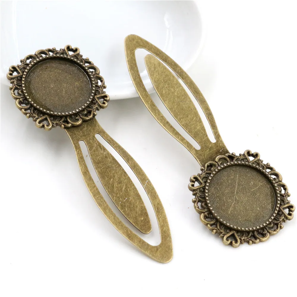 2pcs Handmade Bookmark Cabochons Blank Base Setting Tray 20mm Inner Size Alloy Metal DIY Jewelry Making Accessories Findings - view 4