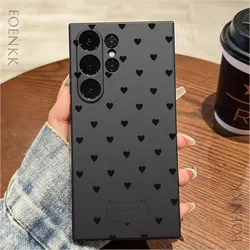 Black Love Heart Pattern Phone Case For Samsung Note 10 20 Lite Pro Galaxy S25 S24 S23 S22 S21 S20 Ultra FE Plus Silicone Cover