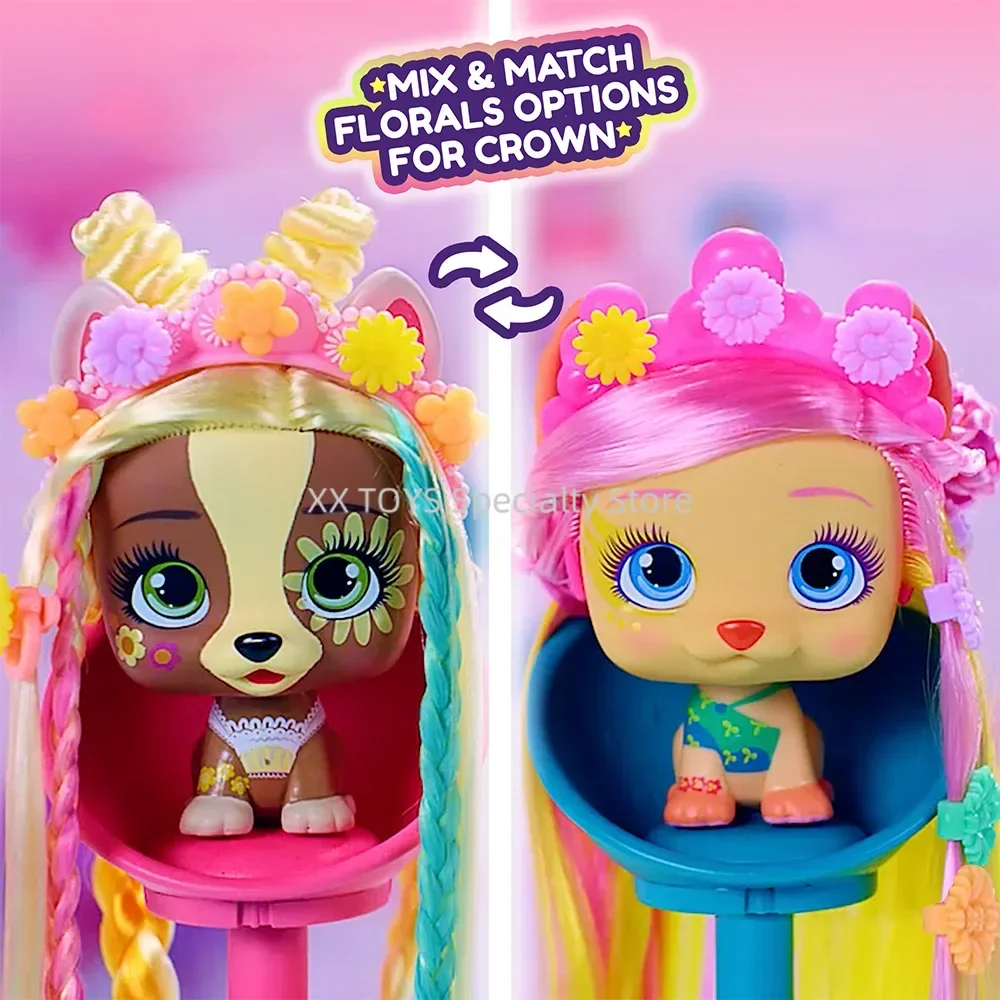 Me encanta los mascotas Vip, muñeca sorpresa para revelar el cabello, vibraciones de primavera, serie 4, trenzado de peluquería, juguete sorpresa para perros, juguetes para jugar a las casitas para niñas