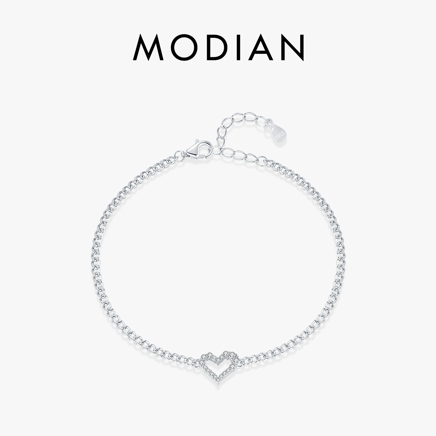 MODIAN 925 Sterling Silver Luxury VVS1 D Color Moissanite Irregular Heart Bracelets For Women Trendy Party Bracelet Fine Jewelry