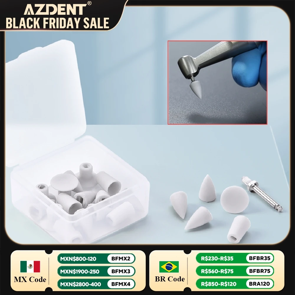 20PCS Dental Composite Finishing Polisher AZDENT Silicon Particle Polishing Head Cup with Mandrel CA 2.35mm Dentistry Tool