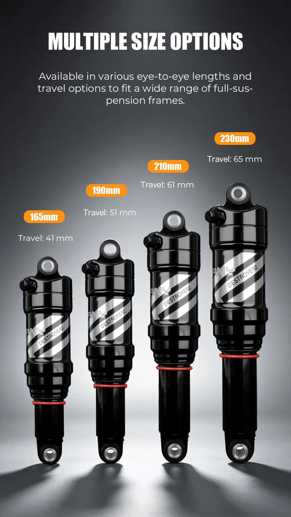 BOLANY Soft Tail Bike Air Rear Absorber Mountainbike Hintere Stoßdämpfer Suspension XC DH Shock MTB 165/190/210/230mm Fahrrad Teile – Detail 8