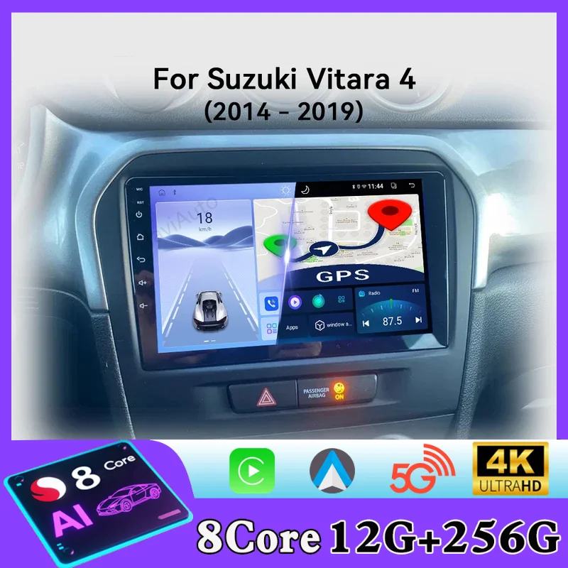 Radio para Auto Suzuki Vitara 4 2014-2019, Reproductor Multimedia Android para Auto, Navegación GPS, Carplay, Pantalla Táctil, Estéreo para Auto