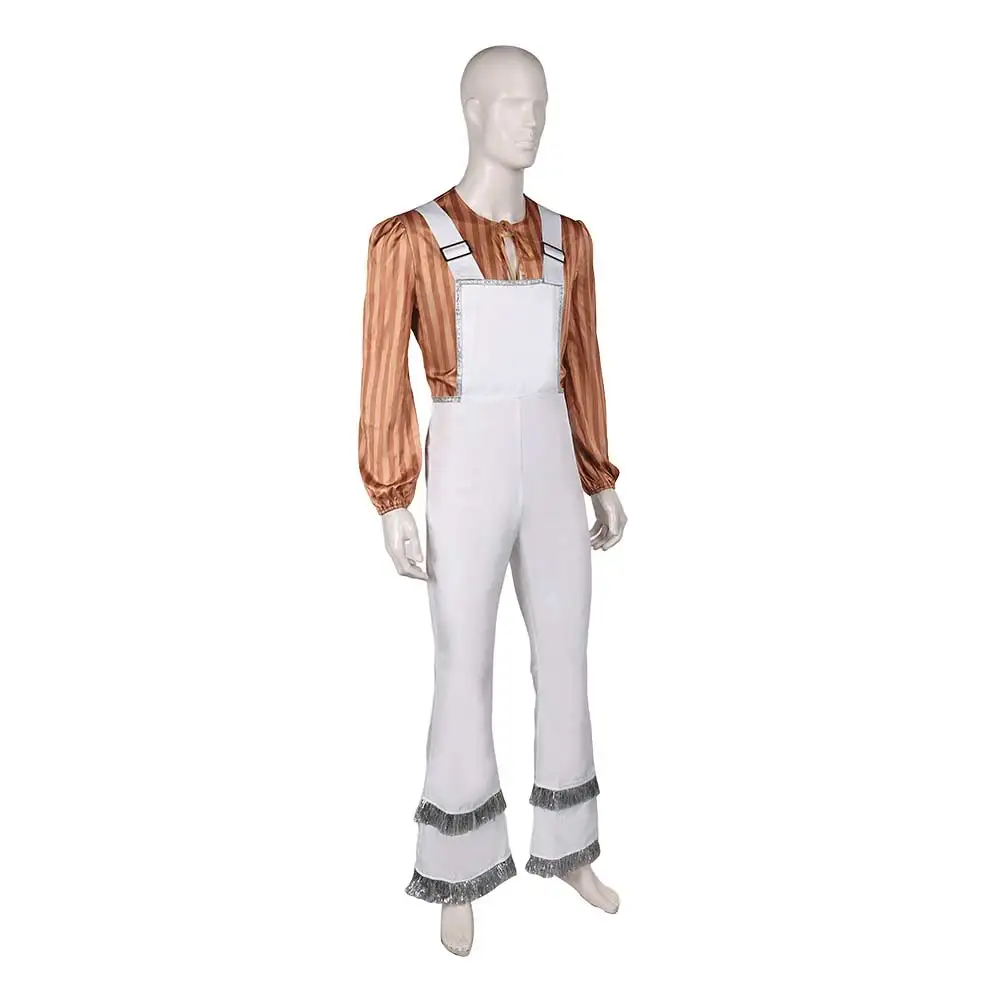 Fantasy Bjorn Ulvaeus Cosplay ABBA Costume 70s 80s Costume Shirt Pants Overall for Adult Men Halloween Carnival Party Suit