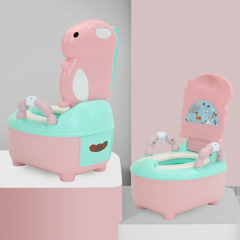 Children's Pot Cute Dinosaur Baby Toilet Seat Easy To Clean Baby Cartoon Portable Urinal Toilet Safe Training Stool 1-6 Years