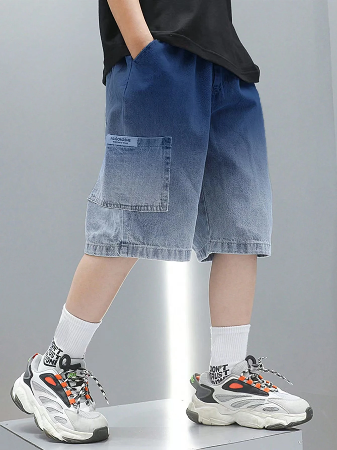 

Boys' summer thin foreign denim shorts cropped pants