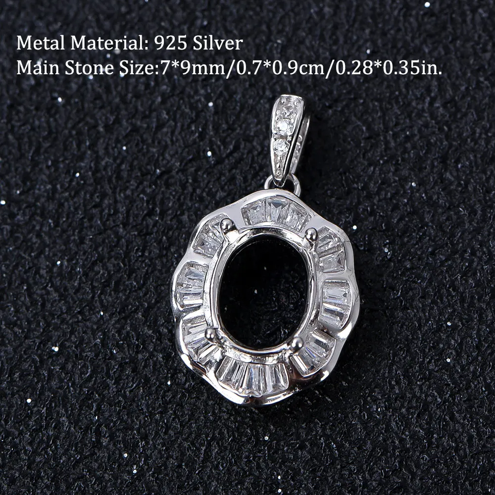 7x9mm Oval S925 Silver Empty Pendant Tray for DIY Jewelry Making - Gemstone Bezel Setting, Craft Supplies