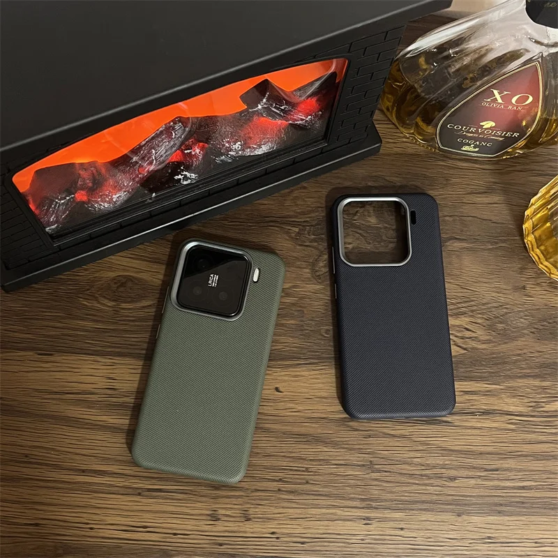 

Luxury Diamonds Texture For Magsafe Leather Phone Case For Xiaomi Mi 14 15 Pro Mi15 Alloy Wireless Charge Accessories Back Cover