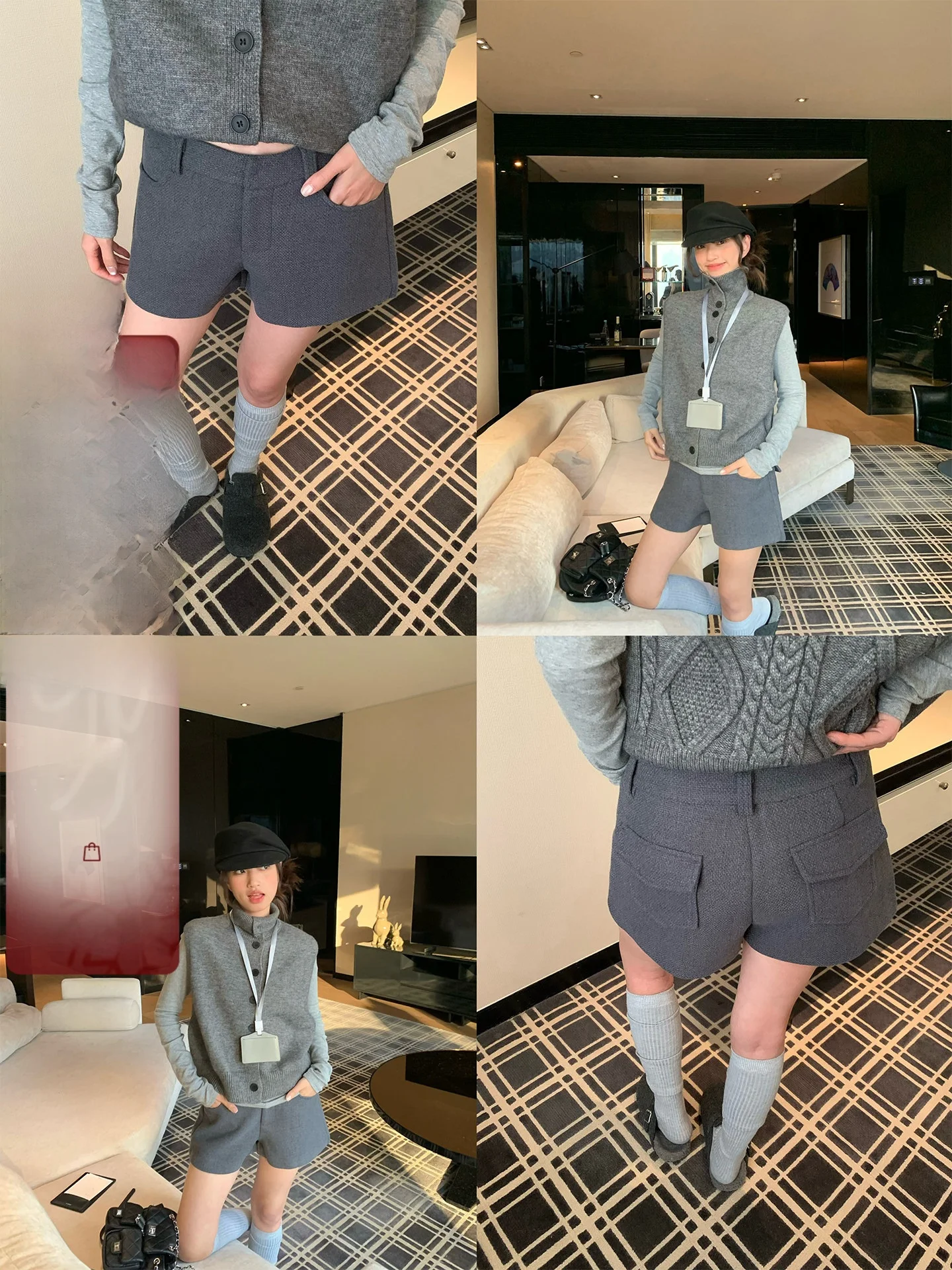 

iny Autumn Winter Light ey Woolen High Waist Slimming Loose Straight Leg A-Line Thiened Pants Women's Casual Trousers