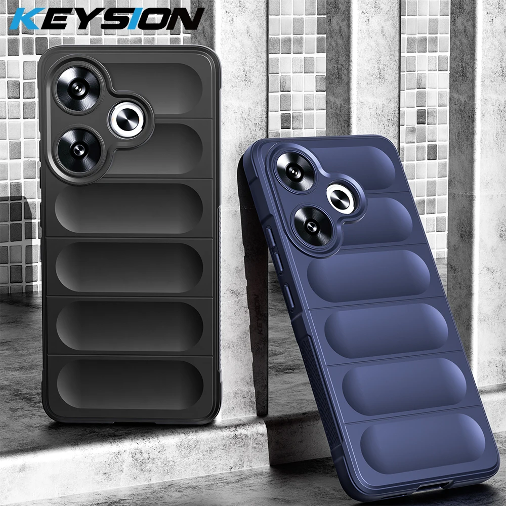 KEYSION Shockproof Case for Xiaomi POCO M6 4G Anti-skid Soft Silicone Phone Back Cover for Xiaomi Redmi 13