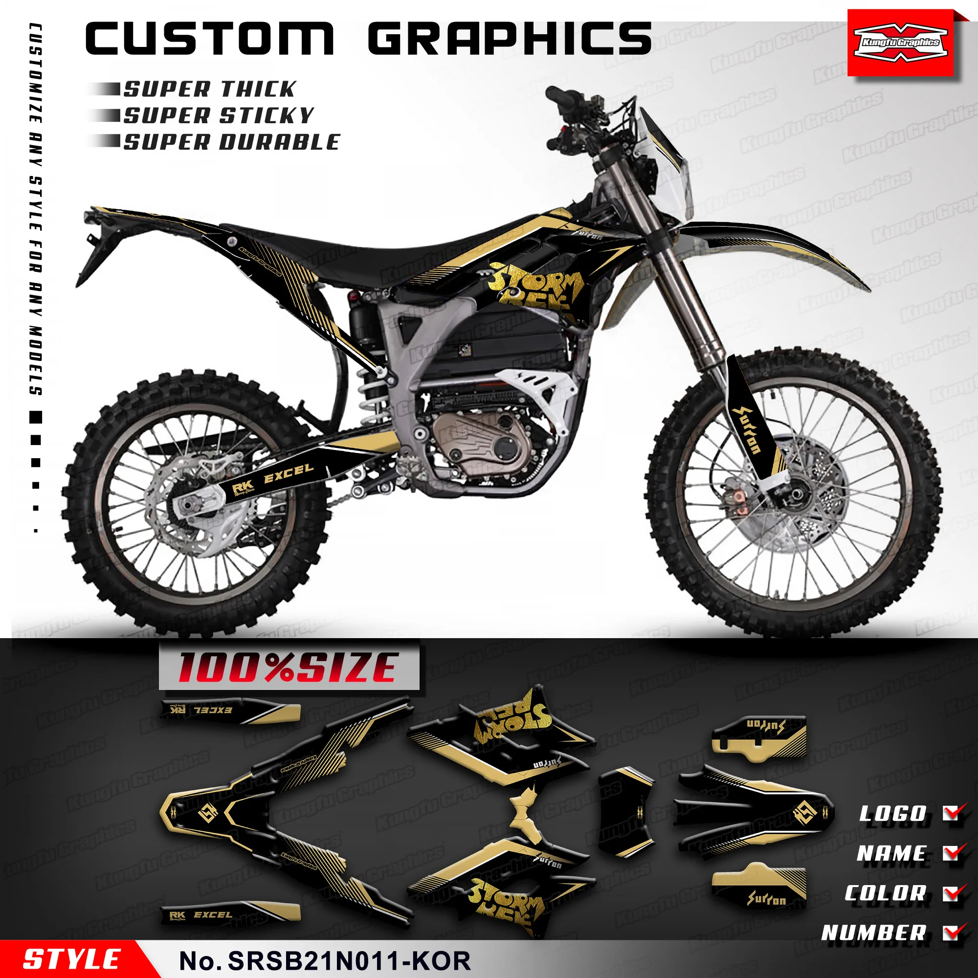 

KUNGFU GRAPHICS Adhesive Sticker Motorcycle Decals for Storm Bee Dirt eBike, SRSB21N011-KOR
