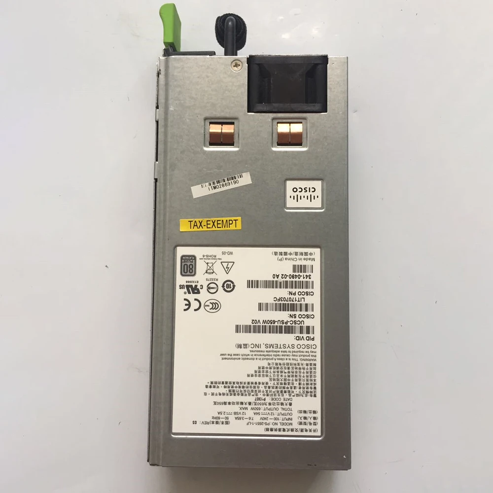 Servidor de trabalho 100% para fonte de alimentação Clsco PS-2651-1-LF 650W UCSC-PUS-650W V02 341-0490-02 A0