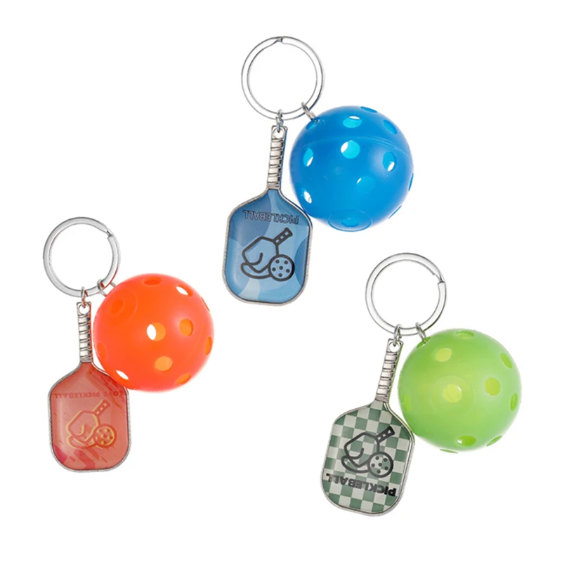 Creative Zinc Alloy Pickleball Racket Keychain Pickle Sports Keychains Simulation Sports Equipment Pickleball Paddle Keychains