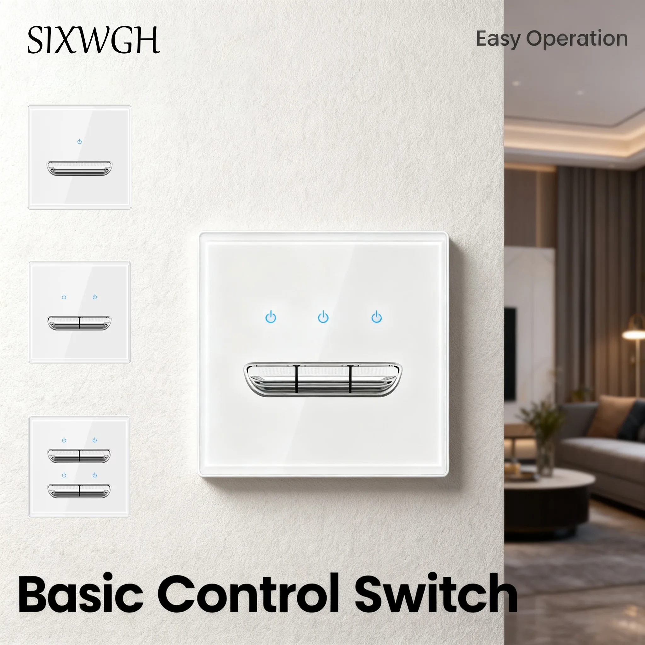 

SIXWGH High-End Tempered Glass Wall Switch Socket 86mm Electroplated Frame & Flame Retardant PC with Child Proof for Home Office