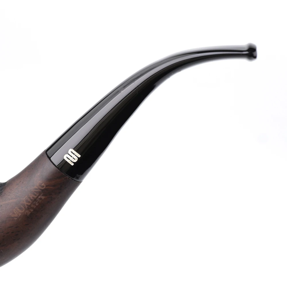 MUXIANG Sherlock-Holmes hand-carved tobacco pipe curved handle acrylic pipe mouth 9mm pipe channel egg pipe Father\'s Day gift