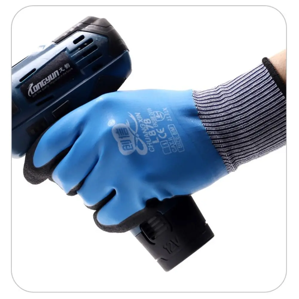 جديد مقاوم للماء قفازات أمان العمل المضادة للانزلاق مقاومة للاهتراء قفازات الحديقة المطاط المغلفة قفازات العمل حماية العمال