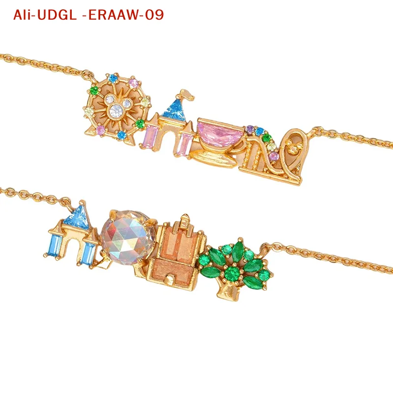 1PC Cute Colorful Zircon Amusement Park Necklace For Women Girl Castle Vegetable Pendant Chain Necklaces Fashion Jewelry