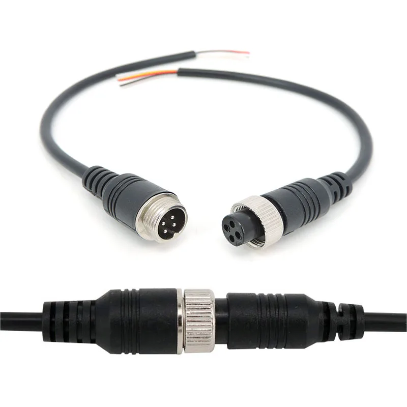 M12 4Pin Aviation Signal Cable Male / Female connector wire Plug GX12 for Car Camera/ DVR Video Camera CCTV Monitor t1