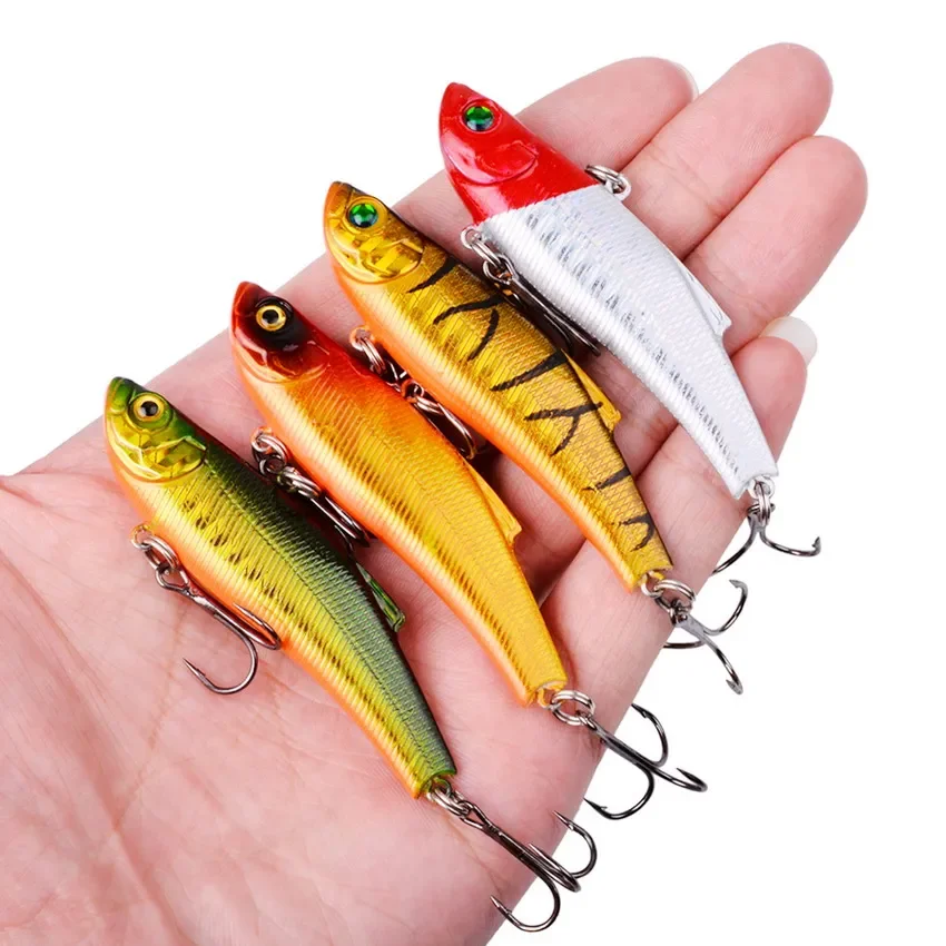 1 PCS 7 cm / 17.8g Winter Hard Sea Fishing Lure VIB 3D Bait Eyes The Swivel Diving Jig Wing Wobbler Pesca Crank Lures Swimbait