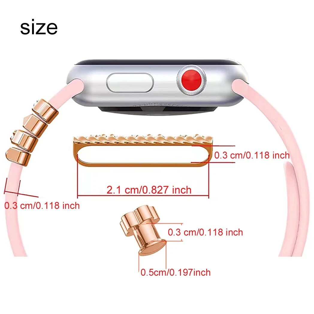 حلقة مزخرفة بسوار ساعة أبل ، حزام سيليكون ، زخرفة زخرفية ، سوار iWatch ، سحر الساعات الذكية #6