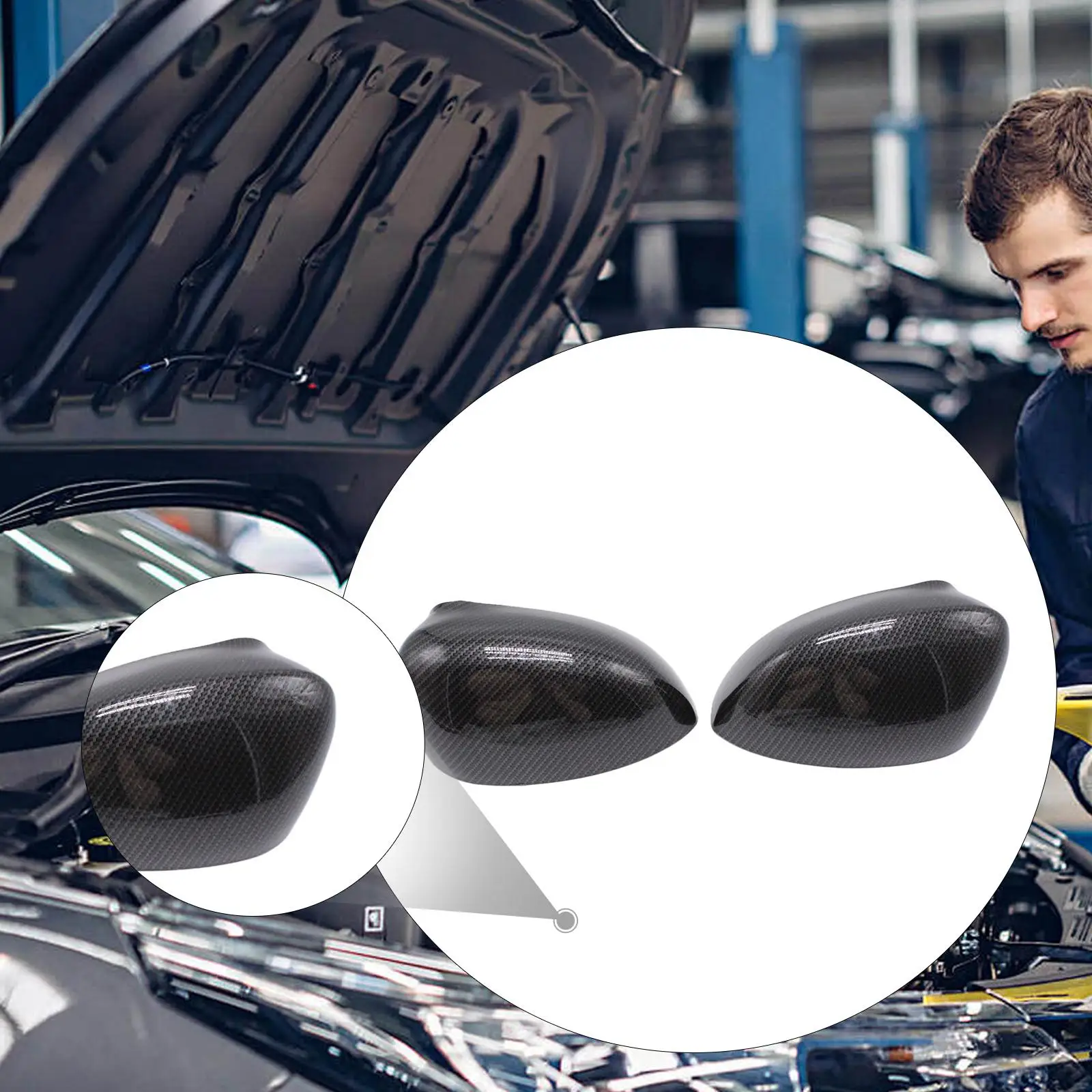 

Rearview Mirror Cover Caps Left Right Mirror Cap Automobile Replacement for Fiat 500 Grande Punto Punto Box Van