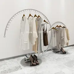 Clothing store island rack floor-to-ceiling display rack middle shelf wrought iron clothing rack women's clothing hanger