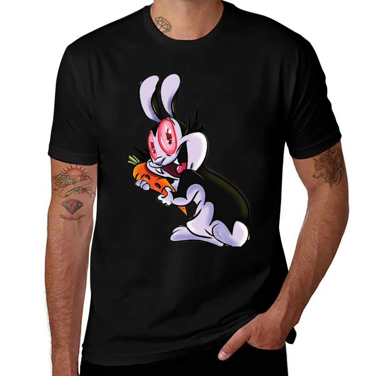 

Rabbit Vampire Cartoon T-Shirt t shirts cotton 100% t shirts for man slim fit
