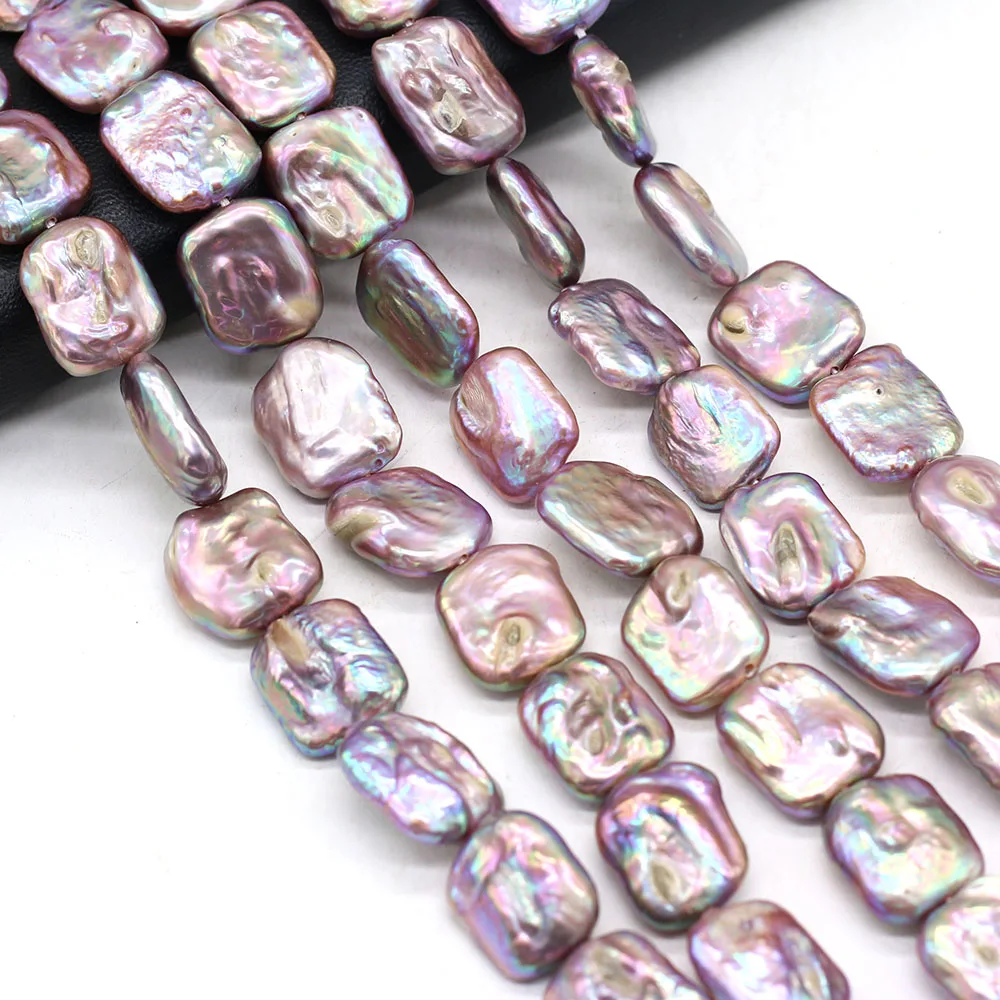 36cm Natural Freshwater Baroque Pearls Purple Rectangle Pearl Beads Accessories for DIY Necklaces Earrings Jewelry Making