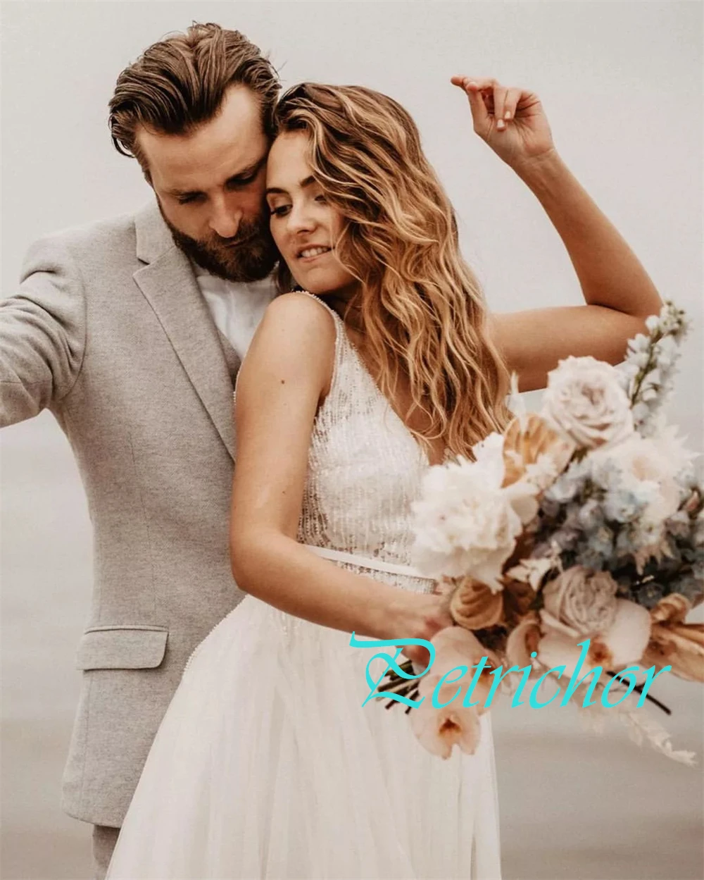 맞춤형 화이트 Tulle 웨딩 드레스 고품질 v 넥 캡 슬리브 민소매 신부 가운 스윕 트레인 백리스 Robe de mariée