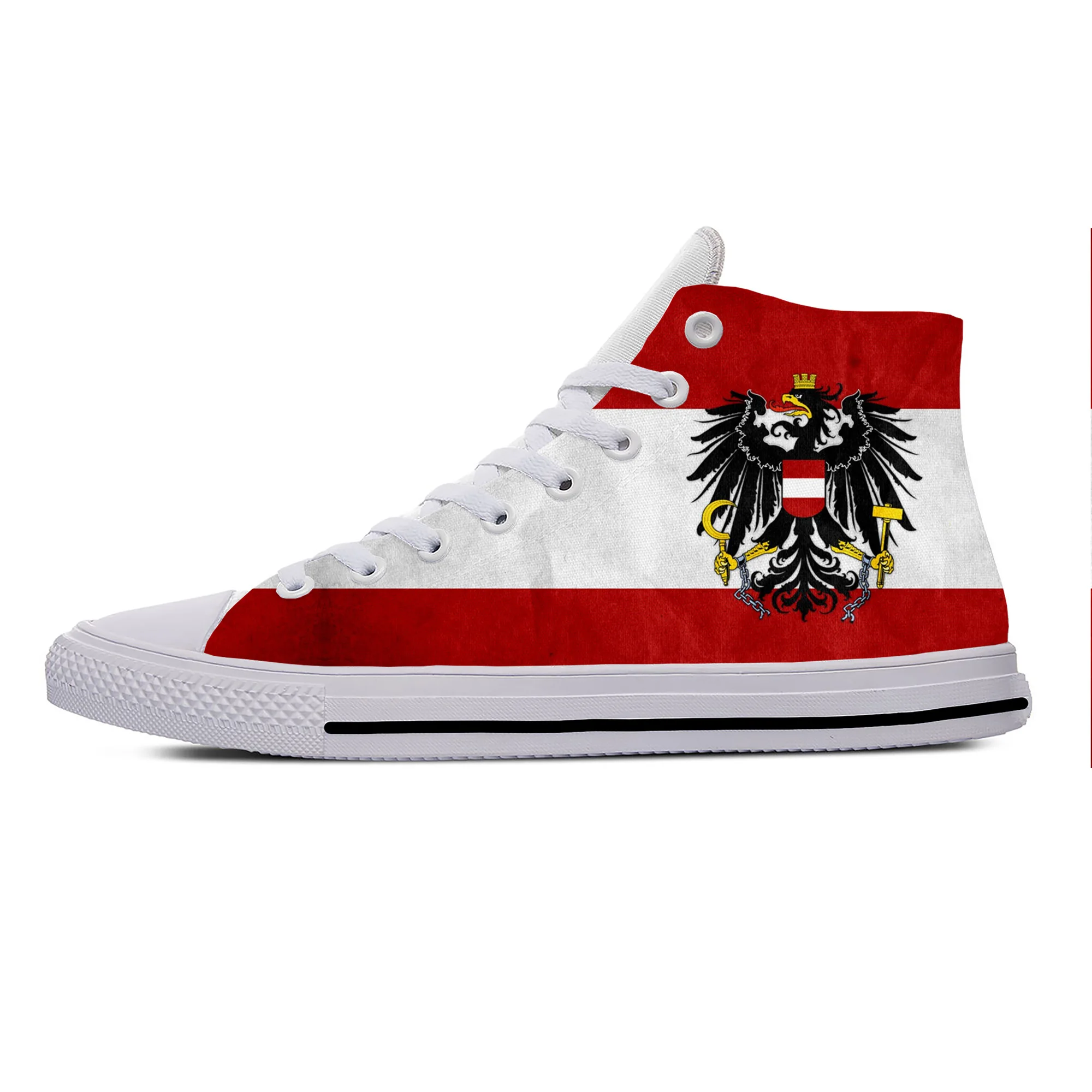 Hot Austria Austrian Republic Flag Patriotic Fashion Casual Shoes Lightweight Men Women Sneakers Breathable High Top Board Shoes