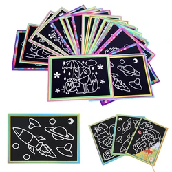 10pcs Children Scratch Painting Colorful Drawing Toys DIY Paper Cartoon Art Supplies Handmade Graffiti Kid Birthday Gifts TMZ