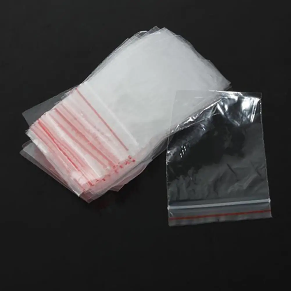 100Pcs Zipped Lock Reclosable Plastic Poly Clear Bags, PE Transparent Zip Lock Bags, Candy Jewelry Packaging Pouches Bag