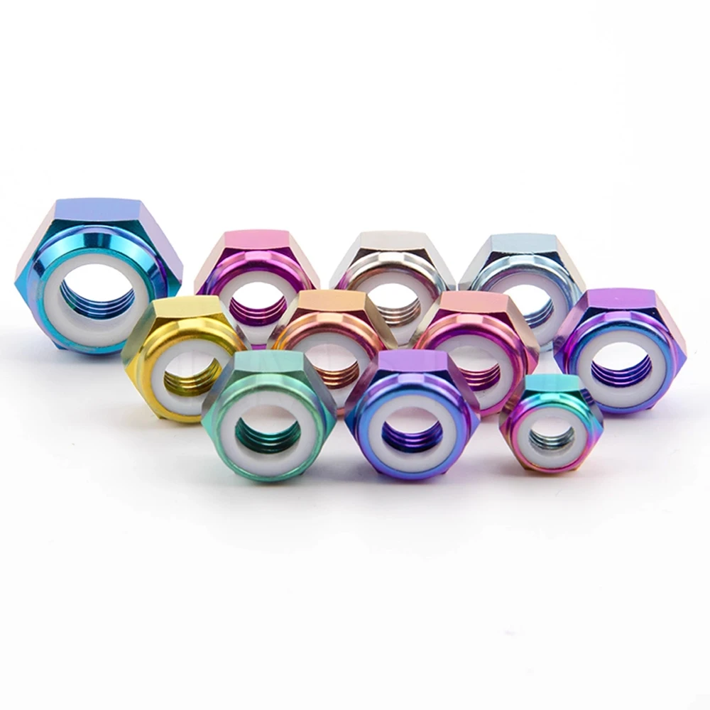 Weiyi 1 Stück/Set M4 M5 M6 M8 M10 M12 TC4 Titanlegierung Sechskant-Nylonmutter Selbstverriegelnde Anti-Lockerungs-Mutter Sicherungsschraubkappe – Detail 7
