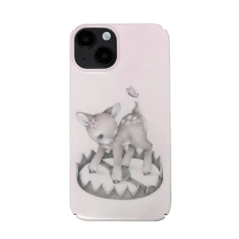 

Ins Korean Cute Pink Spotted Deer Case for IPHONE 17 16 ProMax 15 14 Plus 13 12 MINI 11 PRO 16Plus XR XS MAX Acrylic Phone Cover
