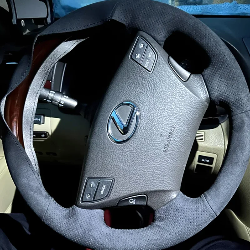 For Lexus Ls460 Lx470 Lx570 2005-2013 DIY Side perforation Suede Car Steering Wheel Cover non-slip Accessory